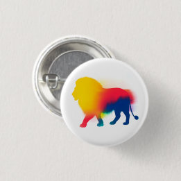 Colourful Spray Paint Lion Silhouette Round Button