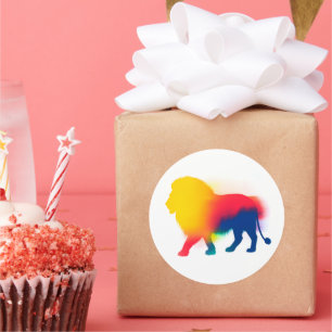 Colourful Spray Paint Lion Silhouette Stickers