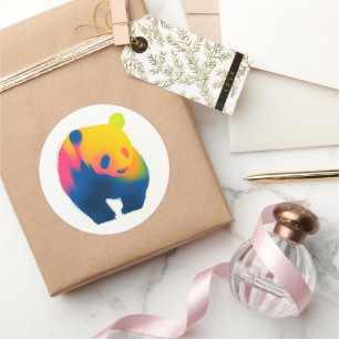 Colourful Spray Paint Panda Silhouette Stickers