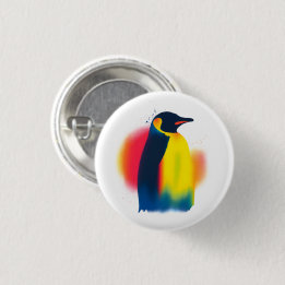 Colourful Spray Paint Penguin Round Button
