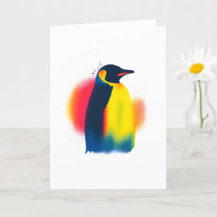 Colourful Spray Paint Penguin Silhouette Card