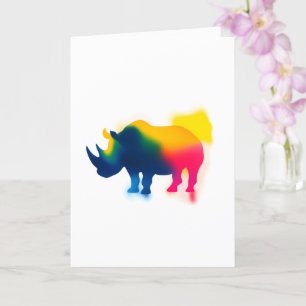Colourful Spray Paint Rhinoceros Silhouette Card