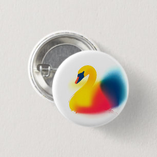 Colourful Spray Paint Swan Silhouette Round Button