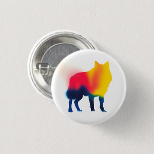 Colourful Spray Paint Wolf Silhouette Round Button