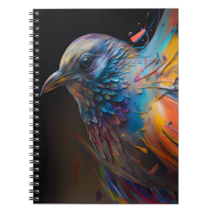 Colourful Spring Bird Splash Art Abstract Painting Notebook