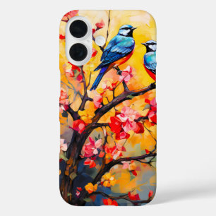 Colourful Spring Birds in Bloom iPhone 16 Case