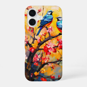Colourful Spring Birds in Bloom iPhone 16 Case