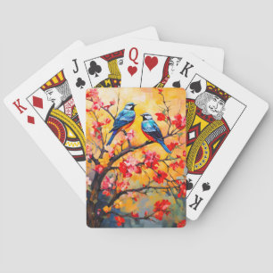 Colourful Spring Birds in Bloom Playing Cards