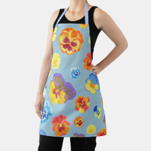 Colourful Spring Blue Pansy Flower Apron