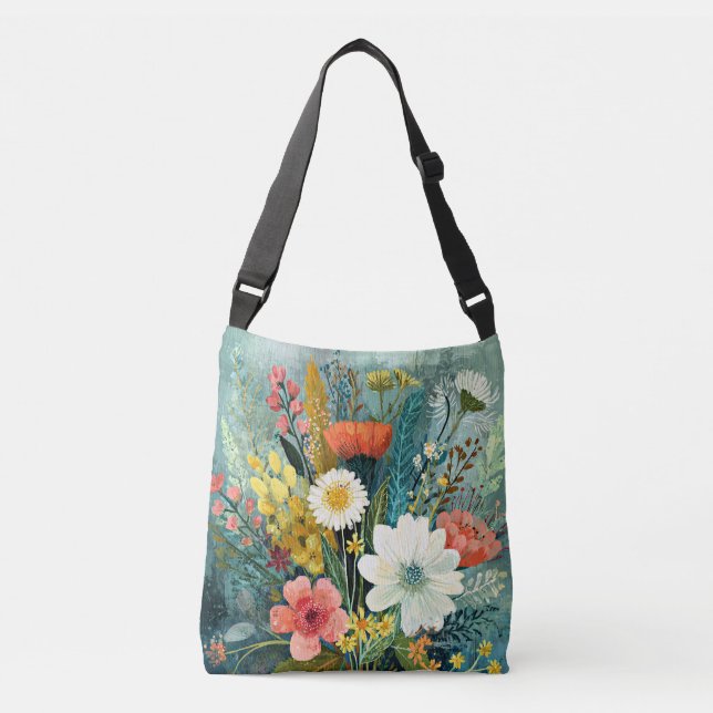 Colourful Spring Bouquet Crossbody Bag (Front)