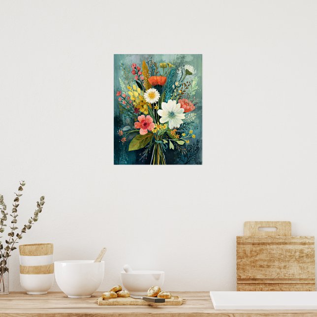 Colourful Spring Bouquet Poster (Kitchen)