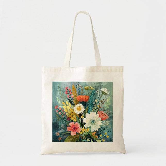 Colourful Spring Bouquet Tote Bag (Front)