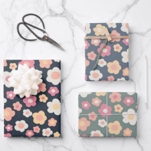 Colourful Spring Daisies Floral Pastel Easter Wrapping Paper Sheet