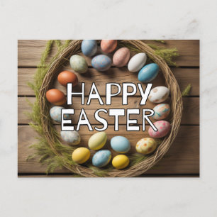 Colourful Spring Easter Egg Collage Postcard