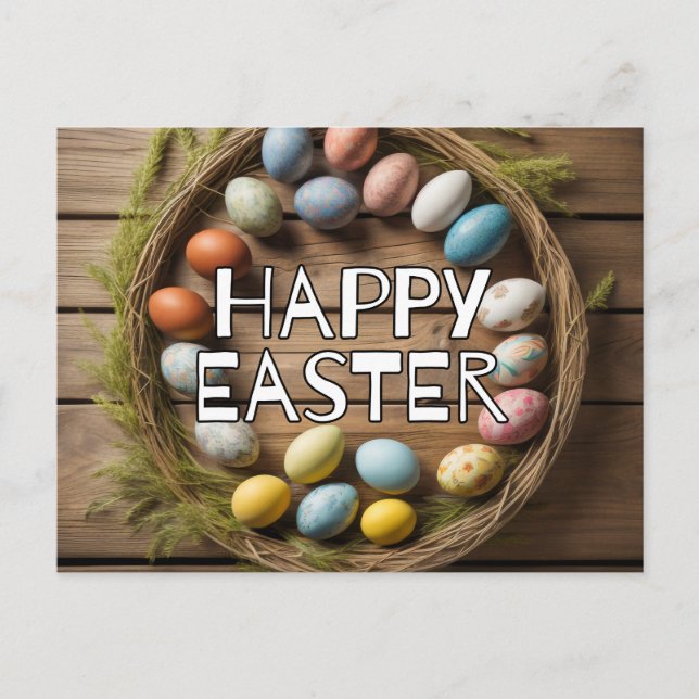 Colourful Spring Easter Egg Collage Postcard (Front)