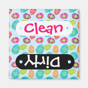 Colourful Spring Easter Eggs Pattern on Baby Blue Magnet