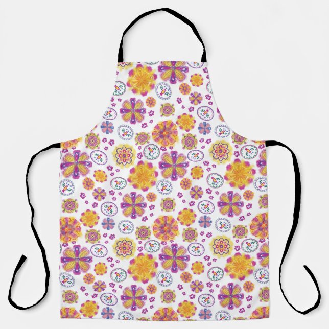Colourful Spring Floral All-Over Print Apron (Front)