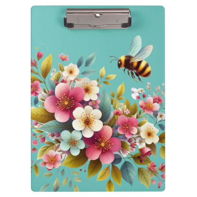 Colourful, Spring/Floral bee Clipboard (Front)