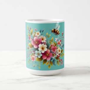 Colourful, Spring/Floral bee Coffee Mug
