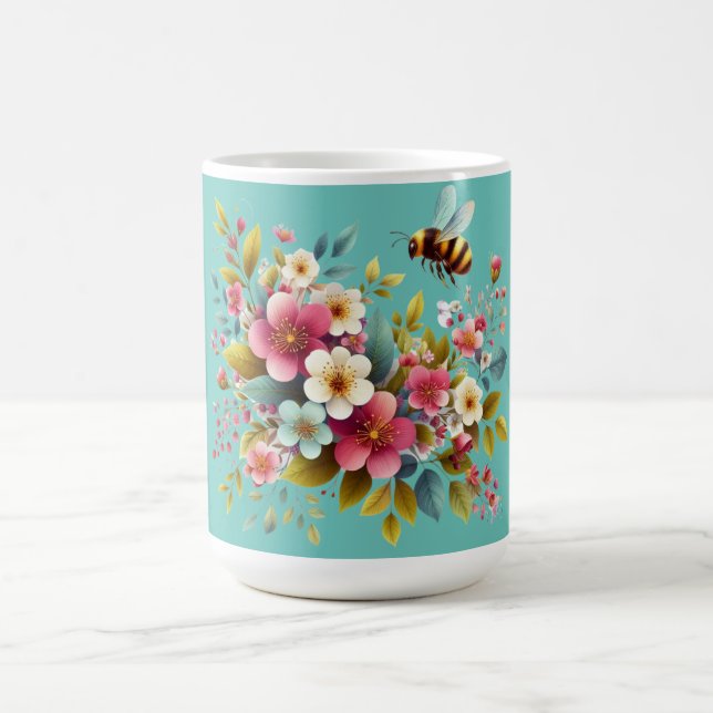 Colourful, Spring/Floral bee Coffee Mug (Center)
