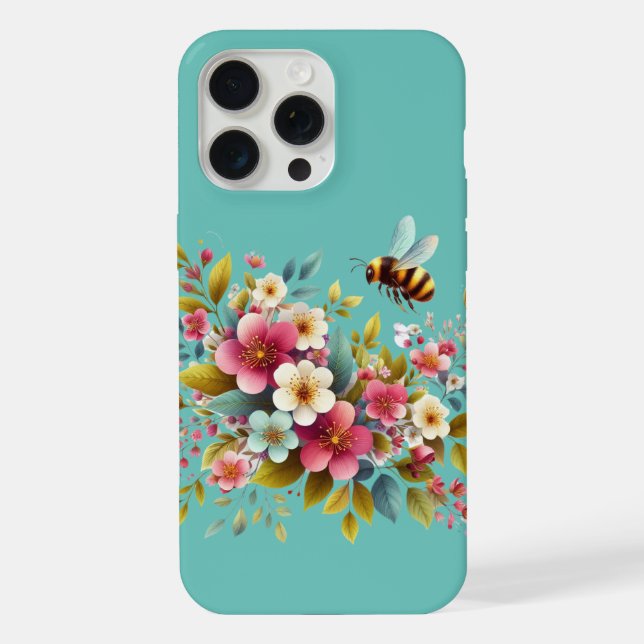 Colourful, Spring/Floral bee iPhone Case (Back)