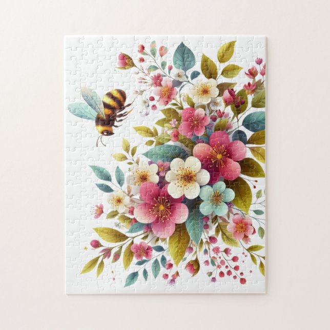 Colourful, Spring/Floral bee Jigsaw Puzzle (Vertical)