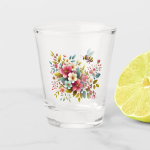 Colourful, Spring/Floral bee Shot Glass
