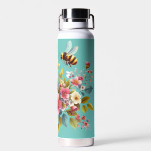 Colourful, Spring/Floral bee Water Bottle