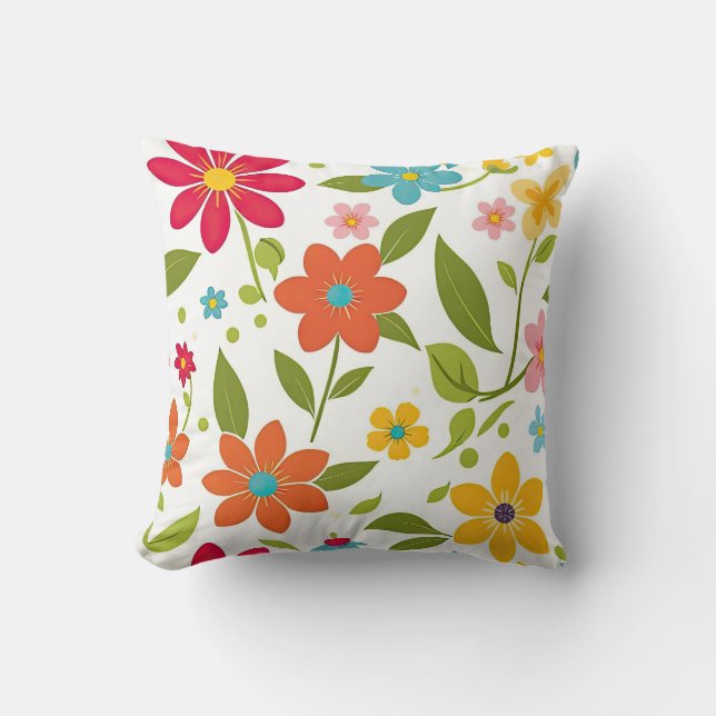 Colourful Spring Floral Cushion (Front)