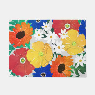 Colourful Spring Floral Hand Paint Girly Design Doormat