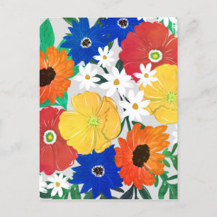 Colourful Spring Floral Hand Paint Girly Design Holiday Postcard