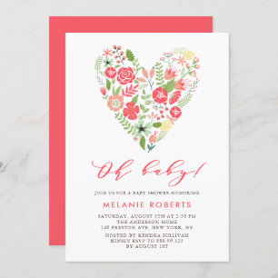 Colourful Spring Floral Heart Cluster Baby Shower Invitation
