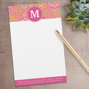 Colourful Spring Floral Pattern Custom Monogram Stationery
