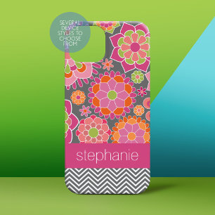 Colourful Spring Floral Pattern Custom Name iPhone 15 Case