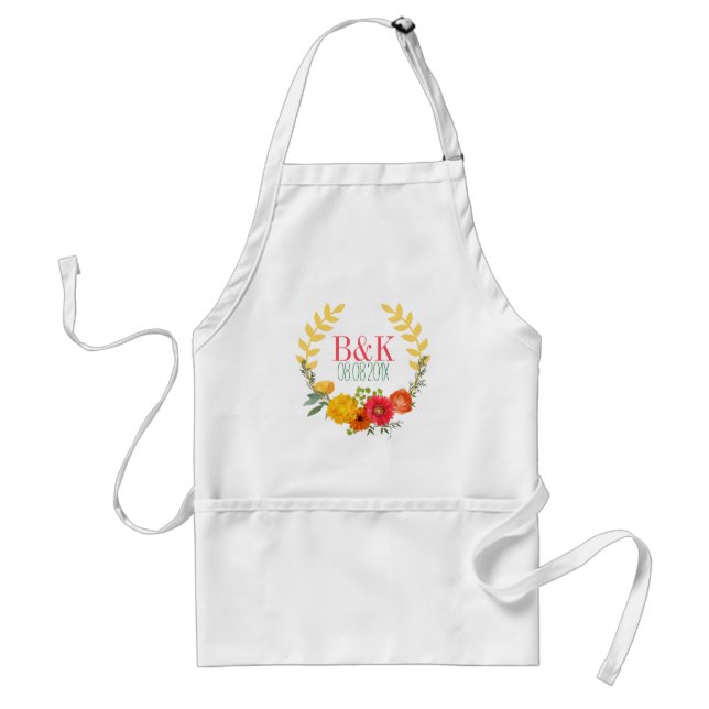 Colourful Spring Floral Wreath Standard Apron (Front)