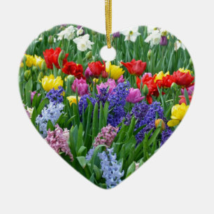 Colourful spring flower garden ceramic ornament
