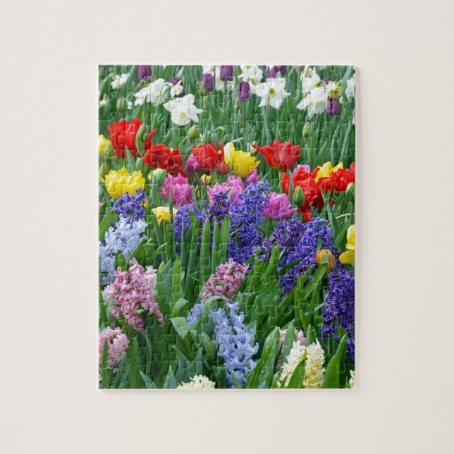 Colourful spring flower garden jigsaw puzzle (Vertical)