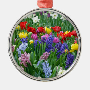 Colourful spring flower garden metal tree decoration