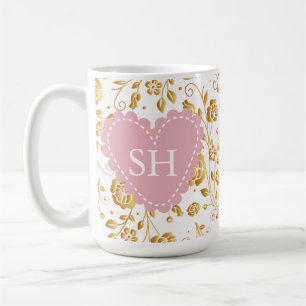 Colourful Spring Flower Watercolor Pattern Monogra Coffee Mug