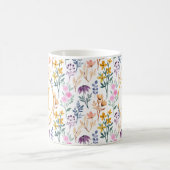 Colourful Spring Flower Watercolor Pattern Monogra Coffee Mug (Center)