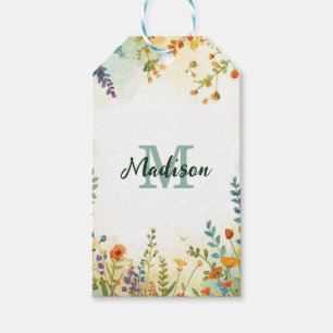 Colourful Spring Flower Wildflower Bouquet Monogra Gift Tags
