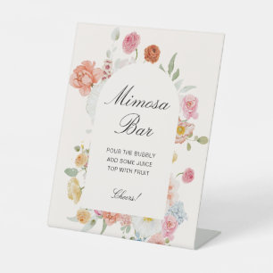 Colourful Spring Flowers Arch Mimosa Bar Pedestal Sign
