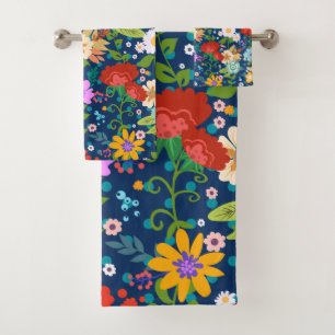 Colourful Spring Flowers Bath Towel Set