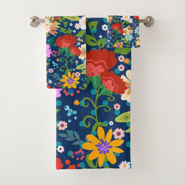 Colourful Spring Flowers Bath Towel Set (Insitu)
