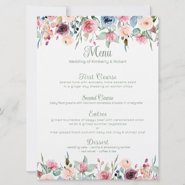 Colourful spring flowers border invitation (Front)