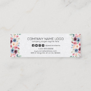 Colourful spring flowers border mini business card