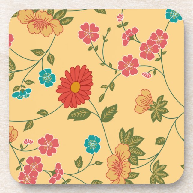 Colourful Spring Flowers Coaster (Front)