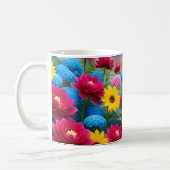 Colourful spring flowers coffee mug (Left)
