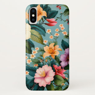 Colourful Spring Flowers Cute Fun Floral Pattern iPhone X Case