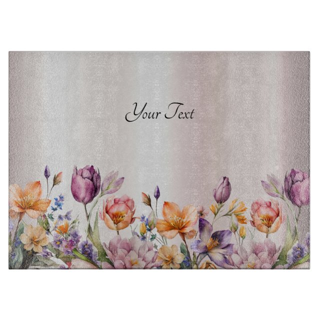 Colourful Spring Flowers Cutting Board (Front)